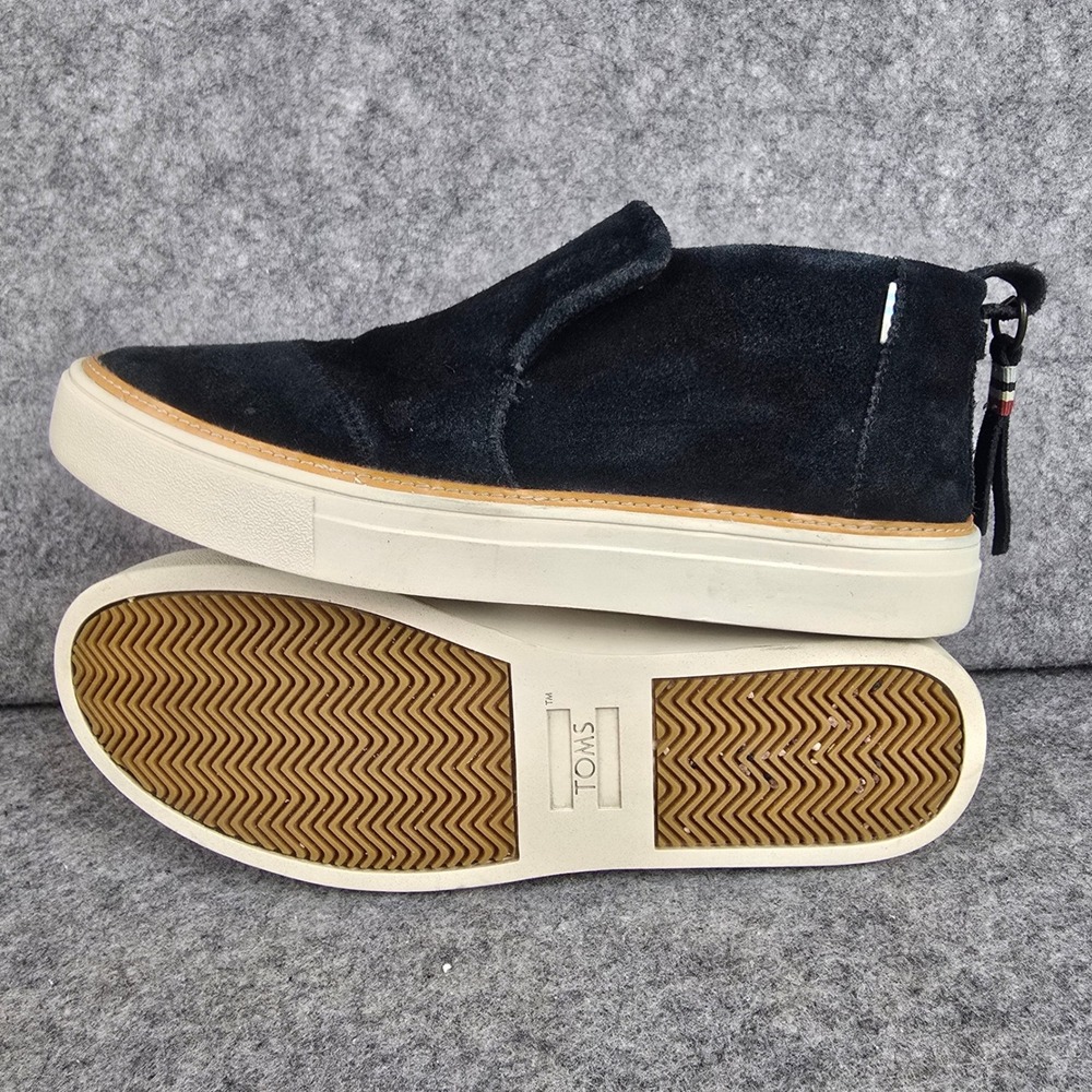 TOMS Zuma Womens 9.5 Black Suede Mid Top Slip On Sneaker Platform Boots 10012401